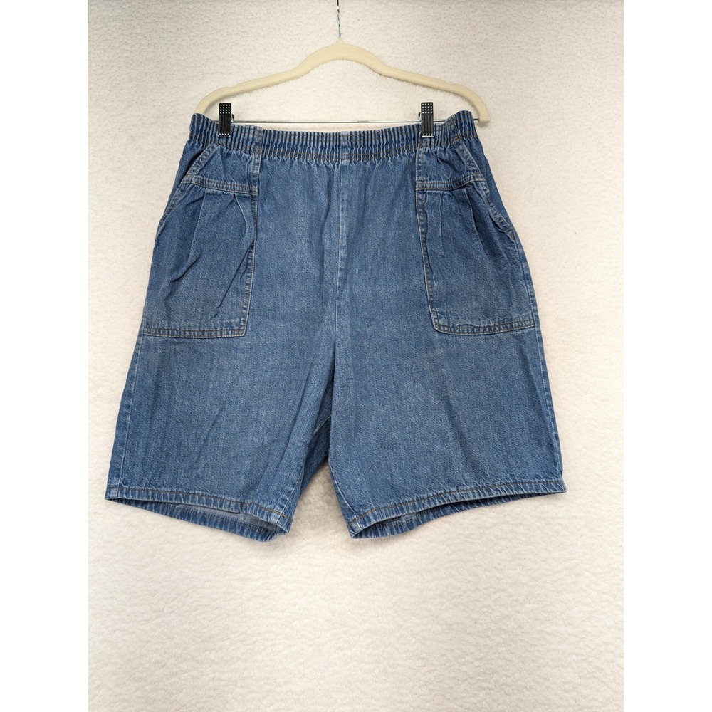 Vintage Congo Traders Denim Jean Shorts Women's Elastic Waist Pockets L 14/16